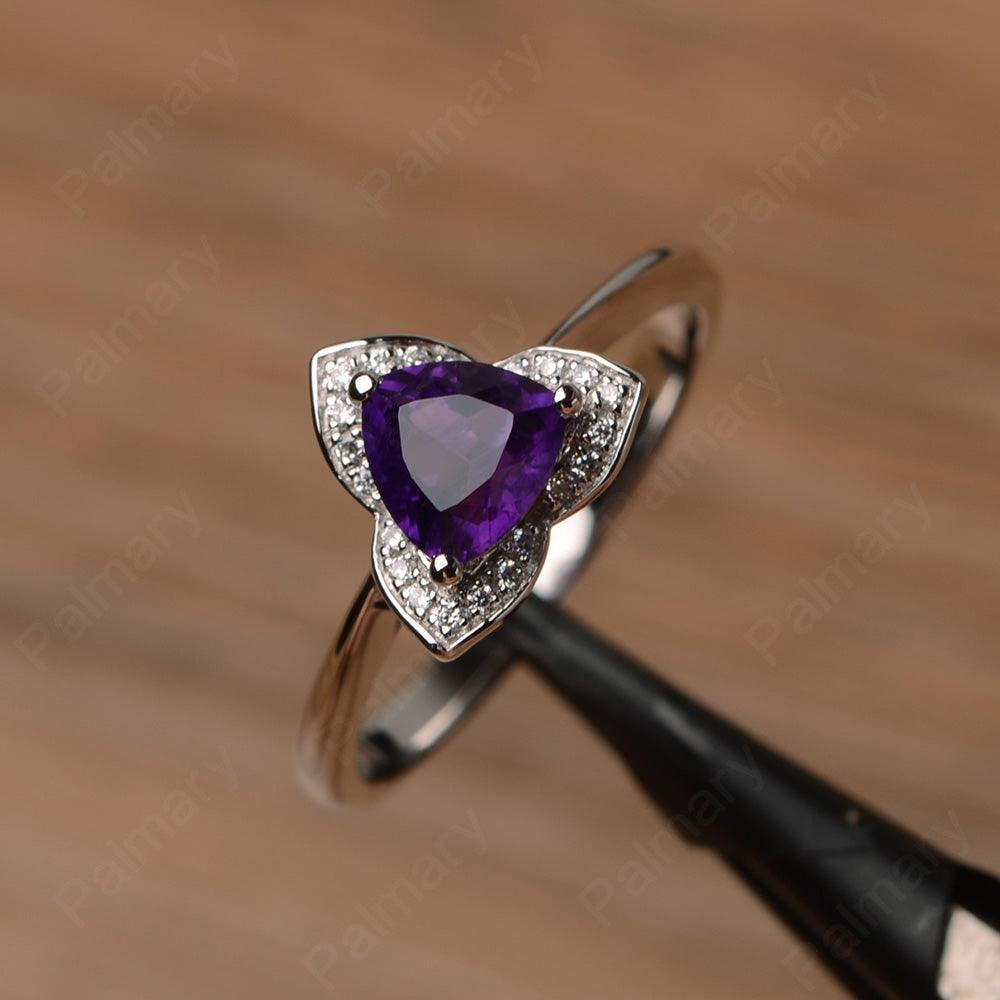 Trillion Cut Flower Amethyst Rings - Palmary