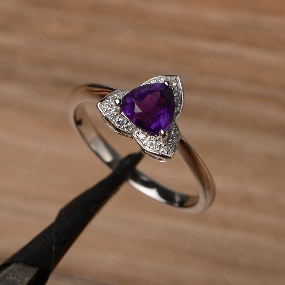 Trillion Cut Flower Amethyst Rings - Palmary
