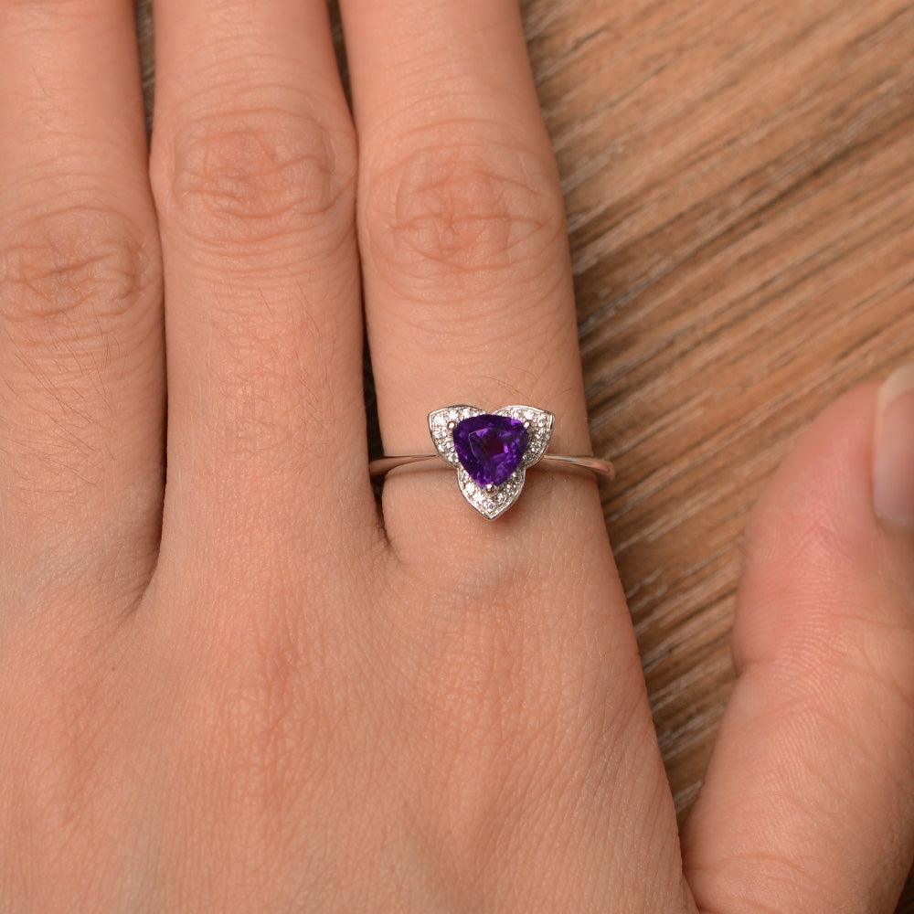Trillion Cut Flower Amethyst Rings - Palmary