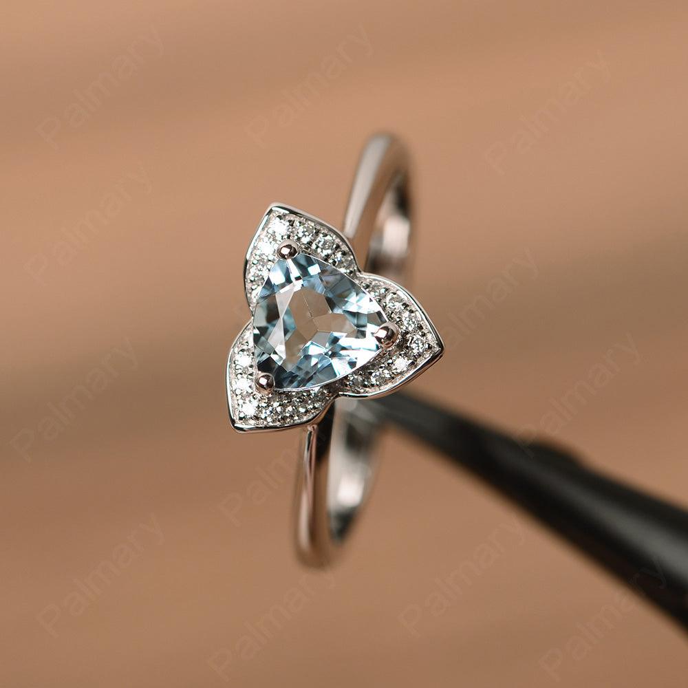 Trillion Cut Flower Aquamarine Rings - Palmary