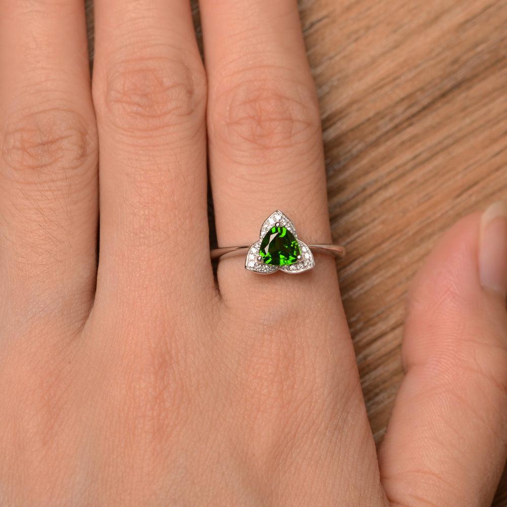 Trillion Cut Flower Diopside Rings - Palmary