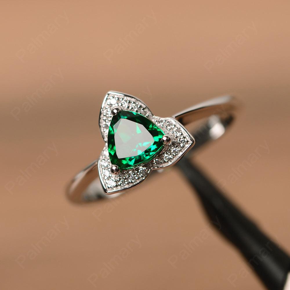 Trillion Cut Flower Emerald Rings - Palmary