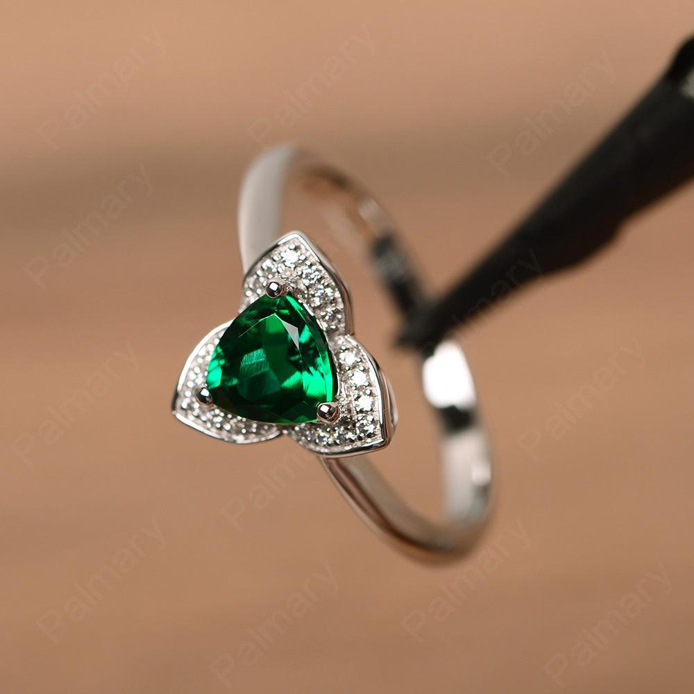 Trillion Cut Flower Emerald Rings - Palmary