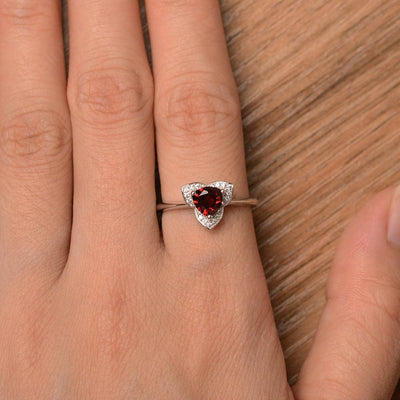 Trillion Cut Flower Garnet Rings - Palmary