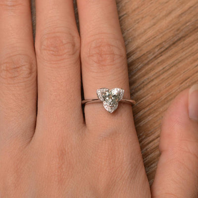 Trillion Cut Flower Green Amethyst Rings - Palmary