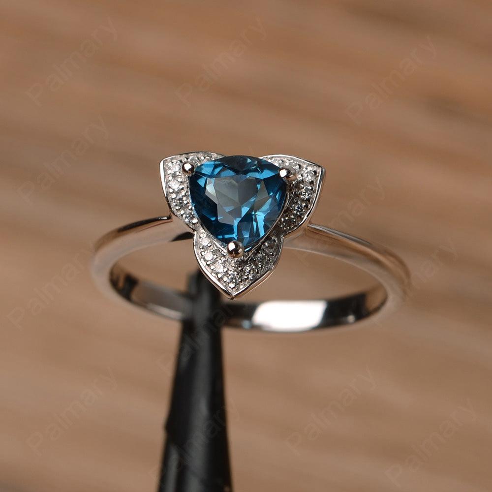 Trillion Cut Flower London Blue Topaz Rings - Palmary