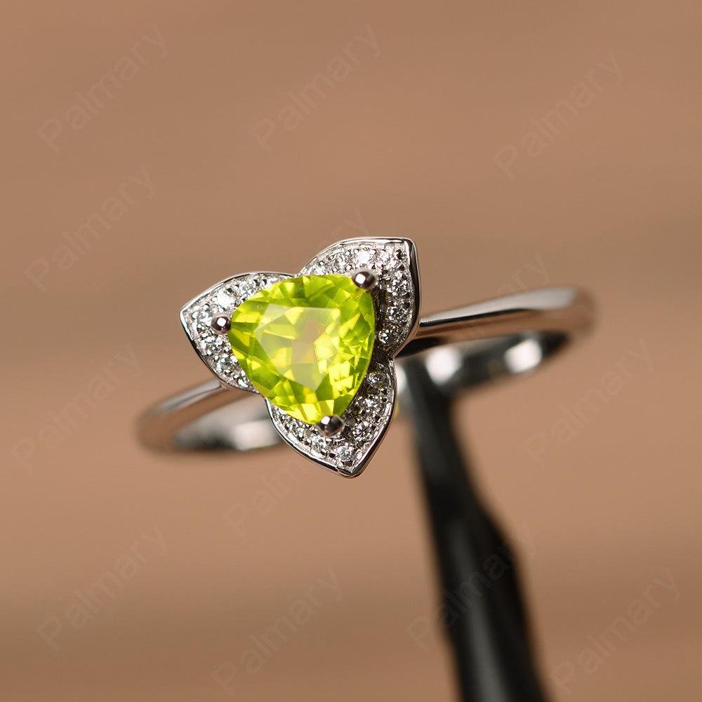 Trillion Cut Flower Peridot Rings - Palmary