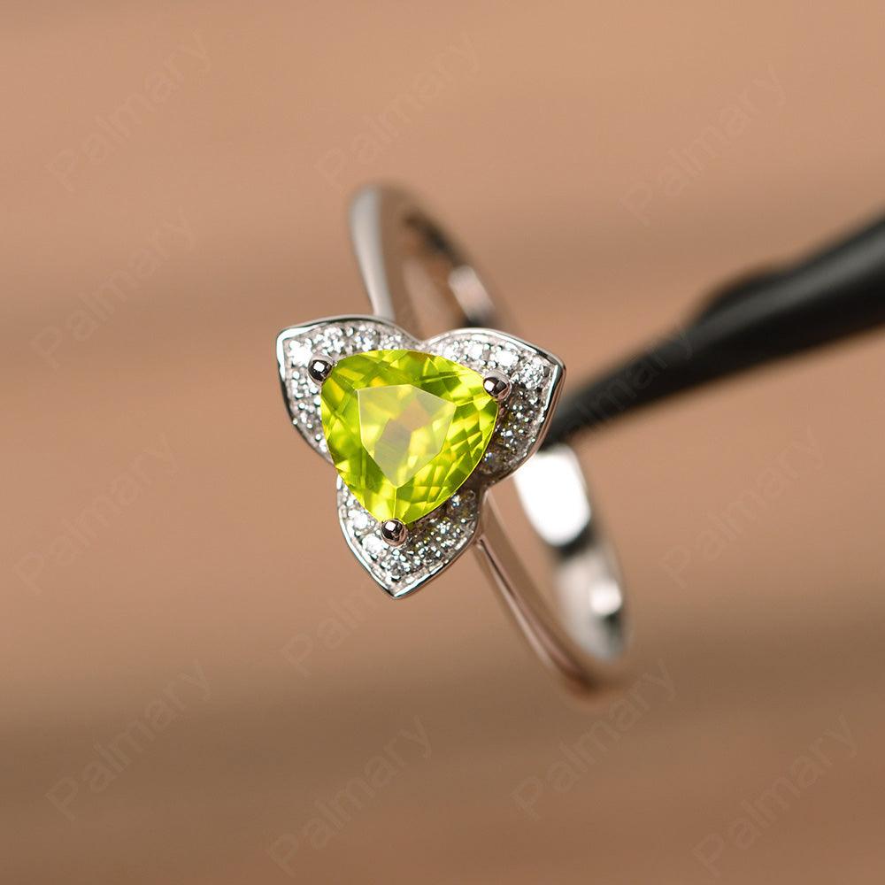 Trillion Cut Flower Peridot Rings - Palmary