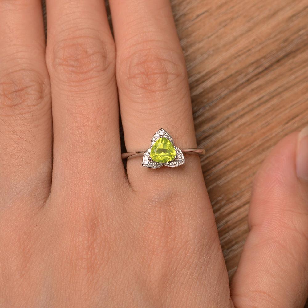 Trillion Cut Flower Peridot Rings - Palmary