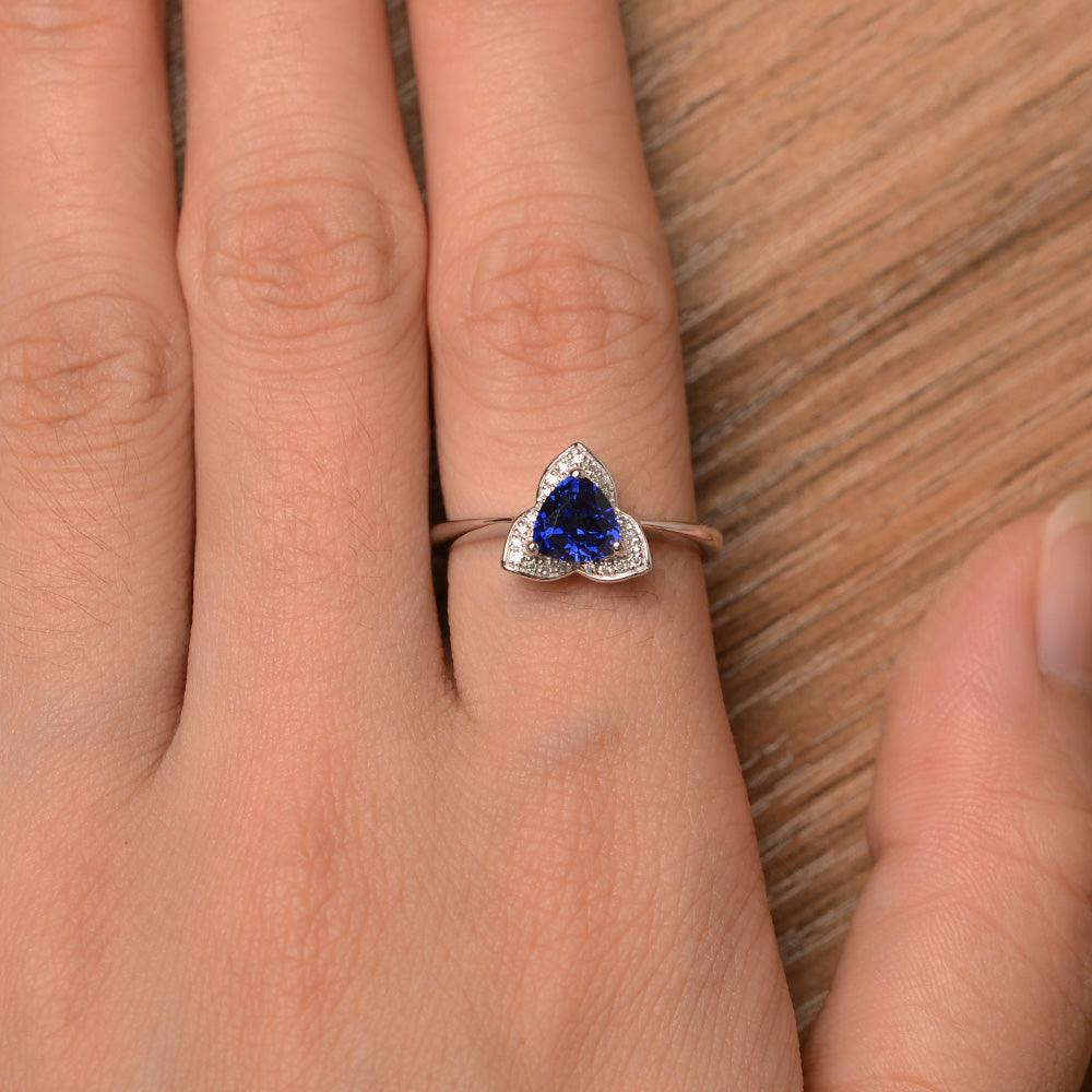 Trillion Cut Flower Sapphire Rings - Palmary