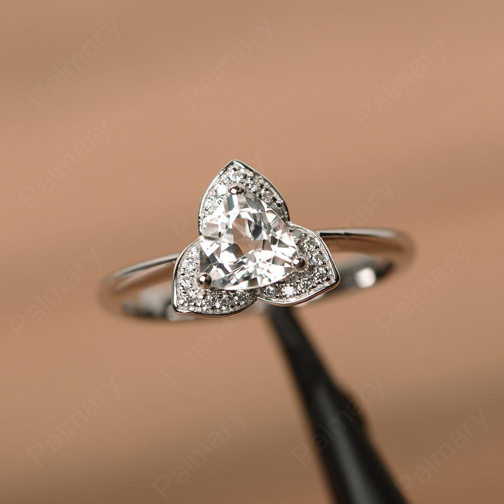 Trillion Cut Flower White Topaz Rings - Palmary