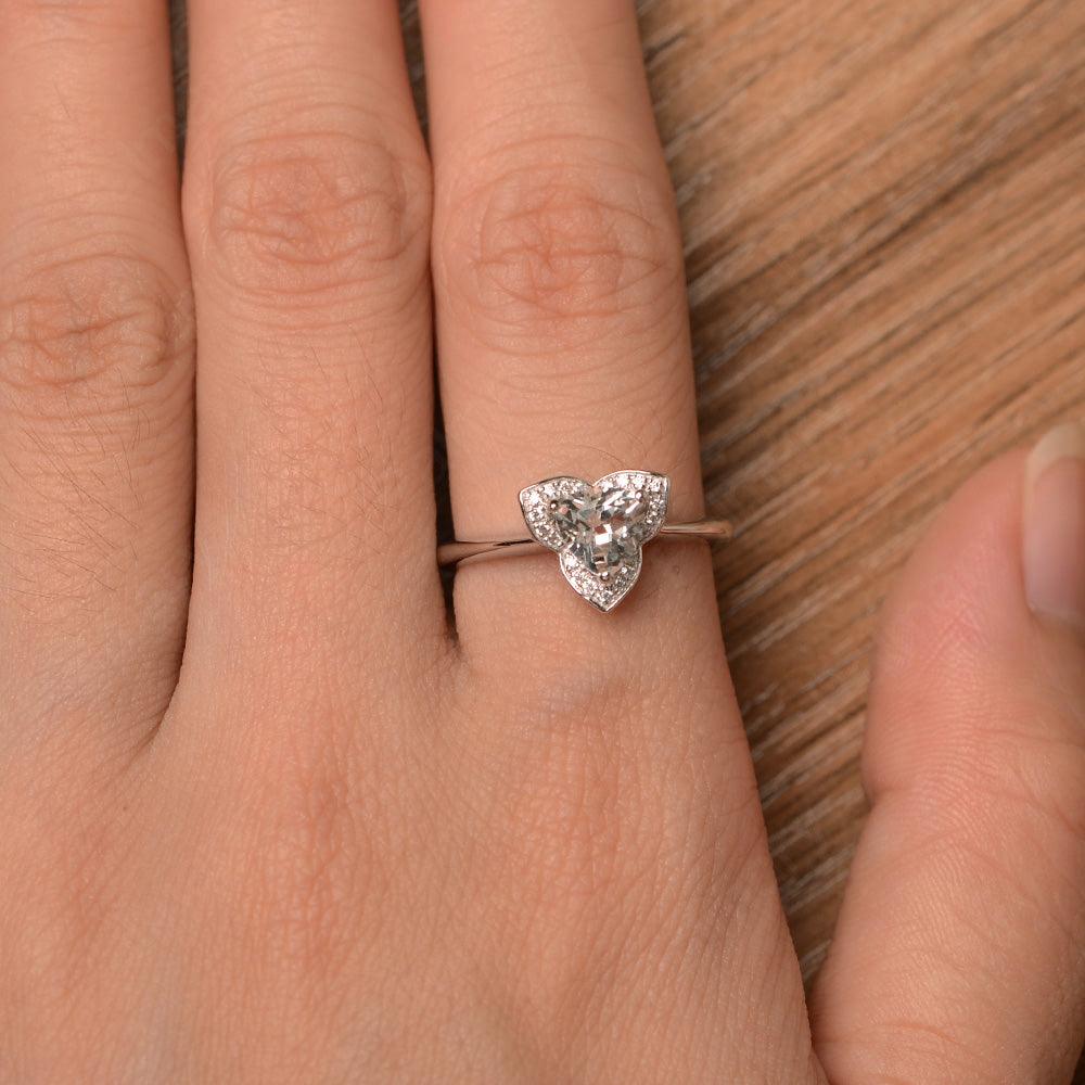 Trillion Cut Flower White Topaz Rings - Palmary
