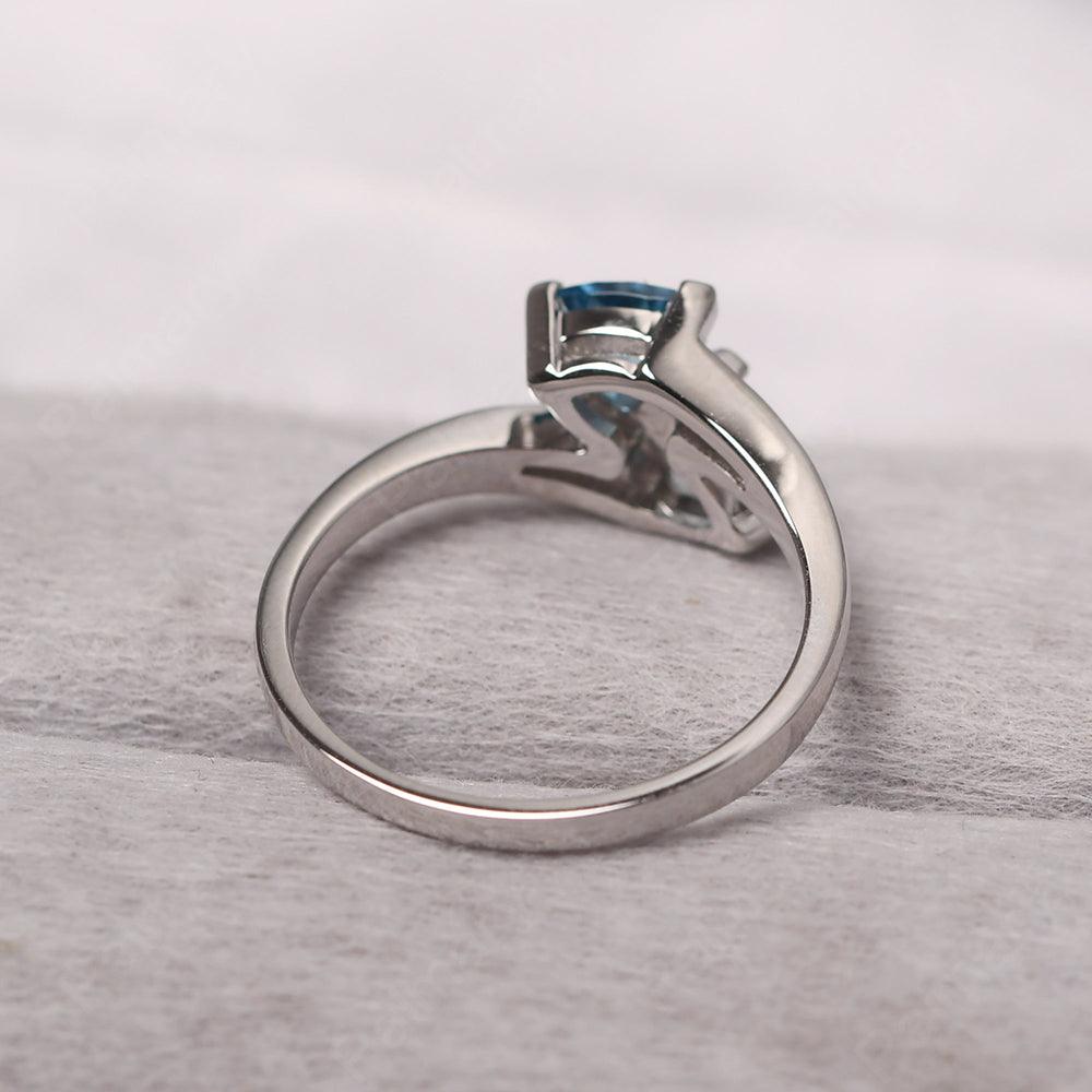 Two Stone Trillion Cut Aquamarine And London Blue Topaz Rings - Palmary