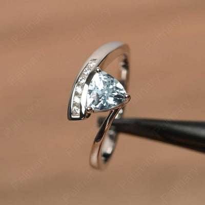 Trillion Cut Aquamarine Engagement Rings - Palmary