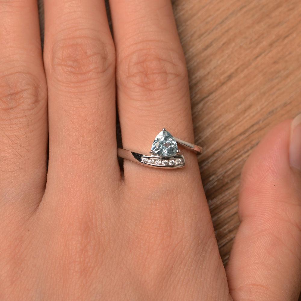 Trillion Cut Aquamarine Engagement Rings - Palmary