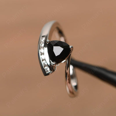 Trillion Cut Black Spinel Engagement Rings - Palmary