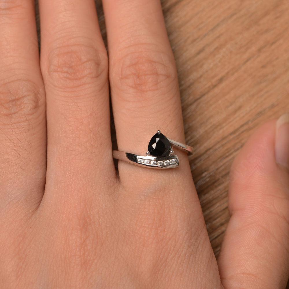 Trillion Cut Black Spinel Engagement Rings - Palmary