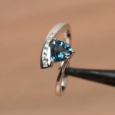 Trillion Cut London Blue Topaz Engagement Rings - Palmary