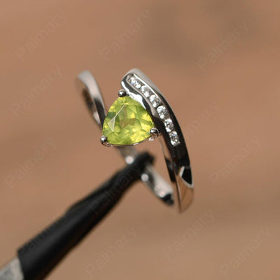 Trillion Cut Peridot Engagement Rings - Palmary