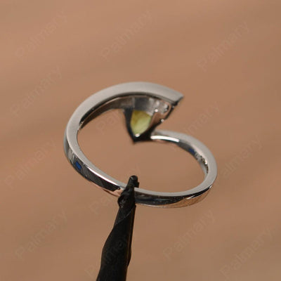 Trillion Cut Peridot Engagement Rings - Palmary