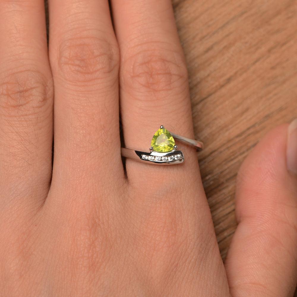Trillion Cut Peridot Engagement Rings - Palmary