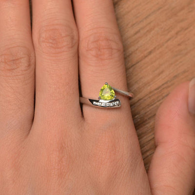 Trillion Cut Peridot Engagement Rings - Palmary