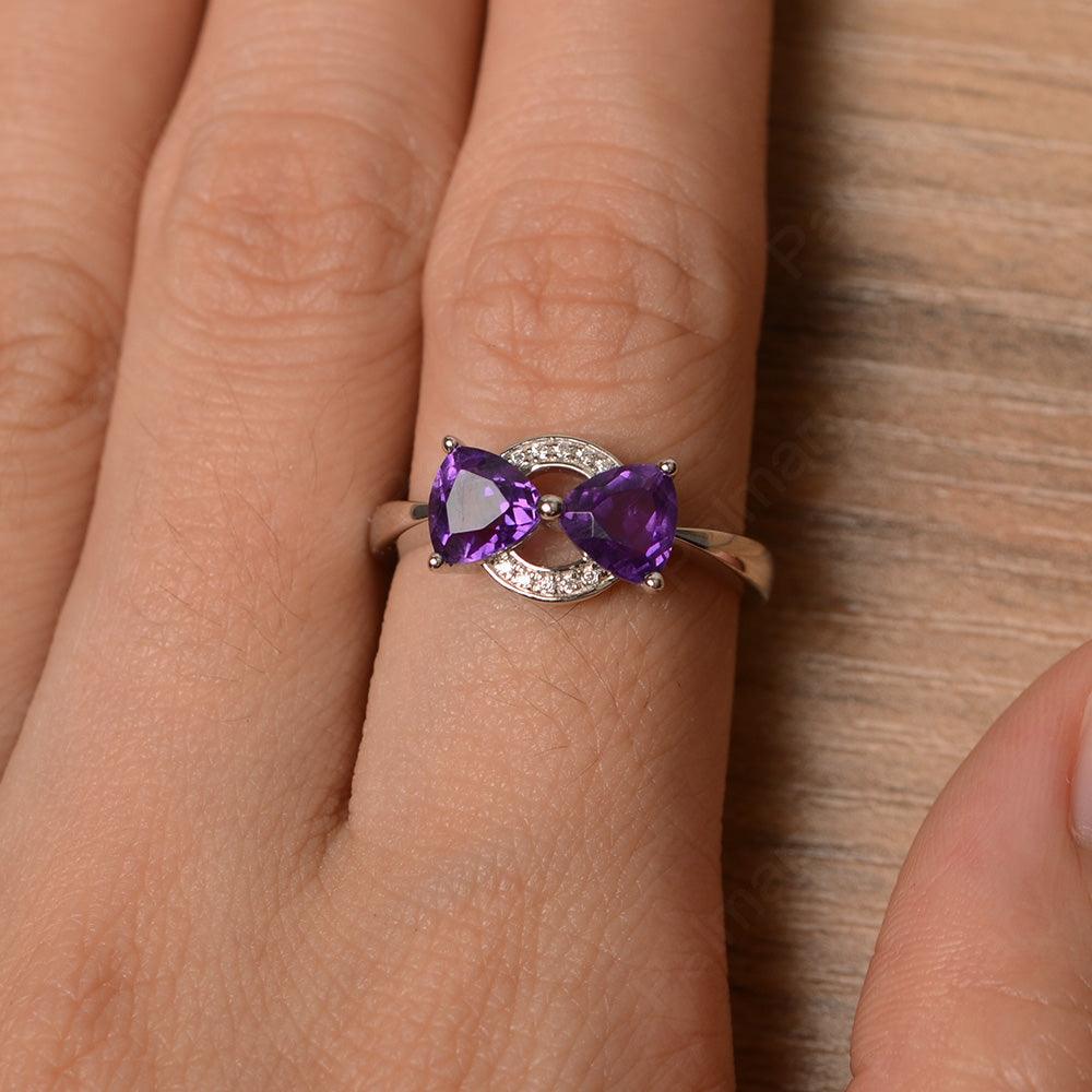 Two Stone Amethyst Mothers Rings - Palmary