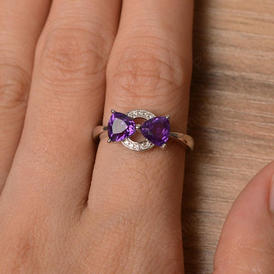 Two Stone Amethyst Mothers Rings - Palmary