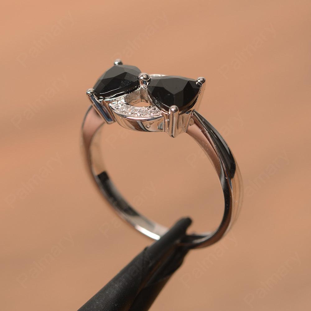 Two Stone Black Spinel Mothers Rings - Palmary