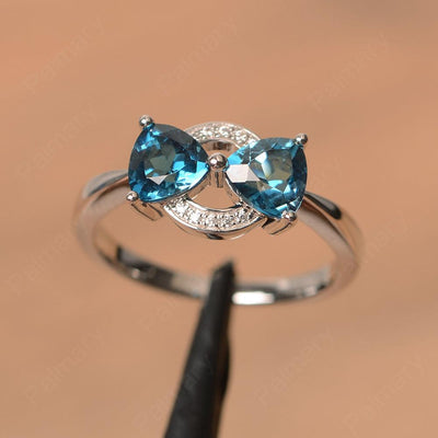 Two Stone London Blue Topaz Mothers Rings - Palmary