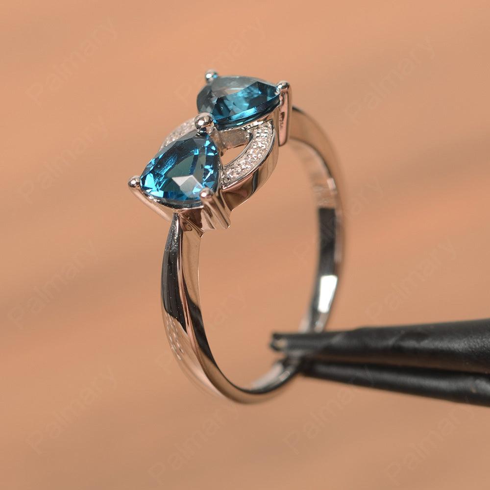 Two Stone London Blue Topaz Mothers Rings - Palmary