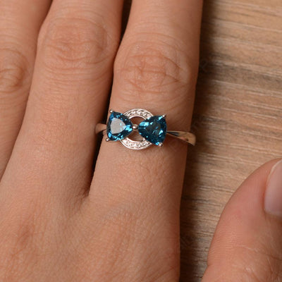 Two Stone London Blue Topaz Mothers Rings - Palmary