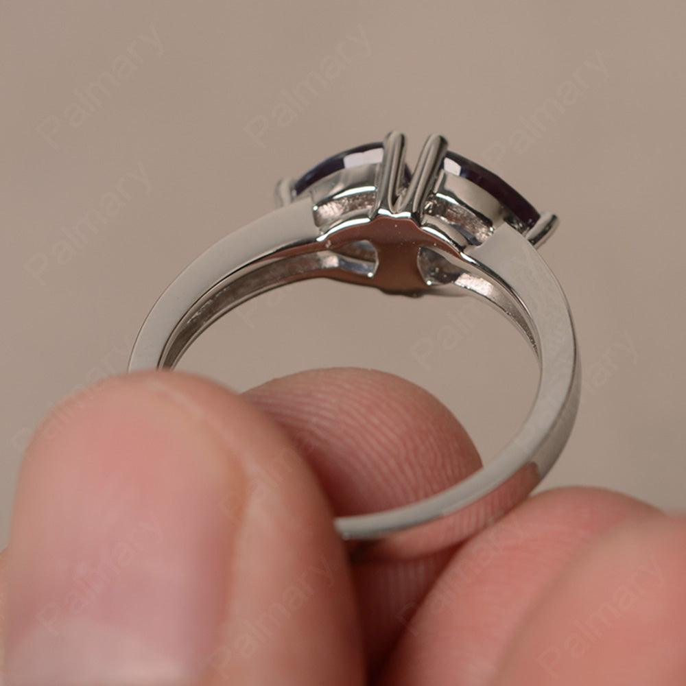 Trillion Cut Two Stone Alexandrite Ring Sterling Silver - Palmary