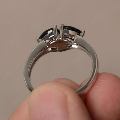 Trillion Cut Two Stone Black Spinel Ring Sterling Silver - Palmary
