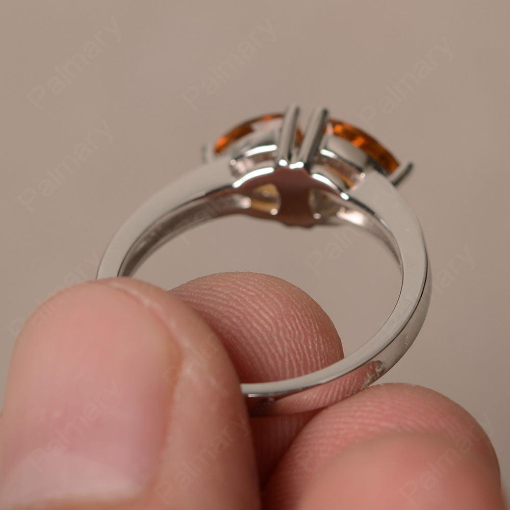 Trillion Cut Two Stone Citrine Ring Sterling Silver - Palmary
