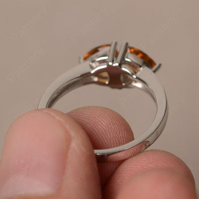 Trillion Cut Two Stone Citrine Ring Sterling Silver - Palmary