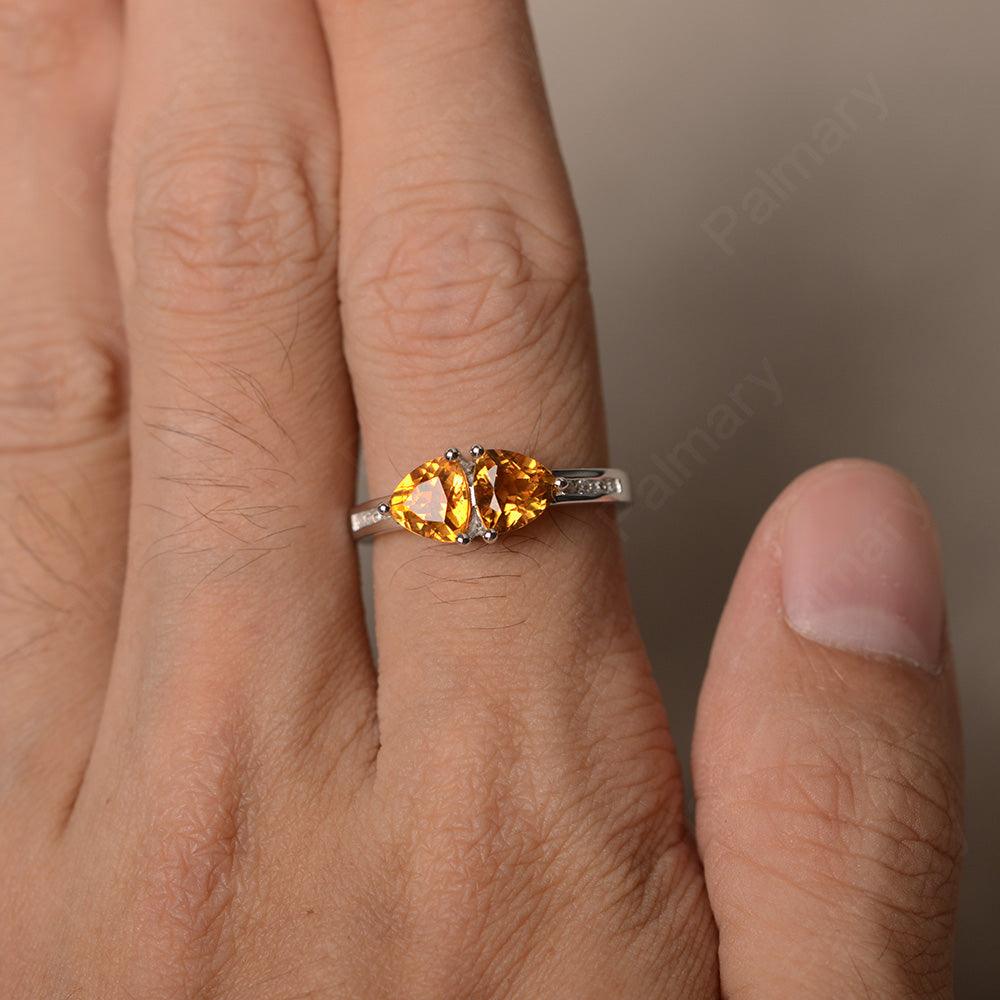 Trillion Cut Two Stone Citrine Ring Sterling Silver - Palmary
