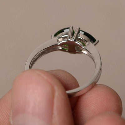 Trillion Cut Two Stone Diopside Ring Sterling Silver - Palmary