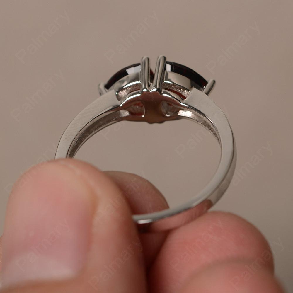 Trillion Cut Two Stone Garnet Ring Sterling Silver - Palmary