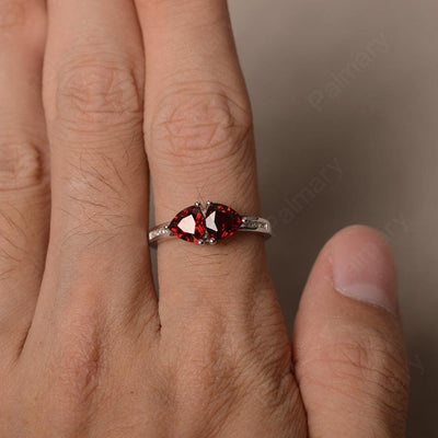 Trillion Cut Two Stone Garnet Ring Sterling Silver - Palmary