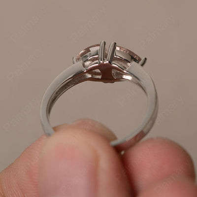 Trillion Cut Two Stone Morganite Ring Sterling Silver - Palmary