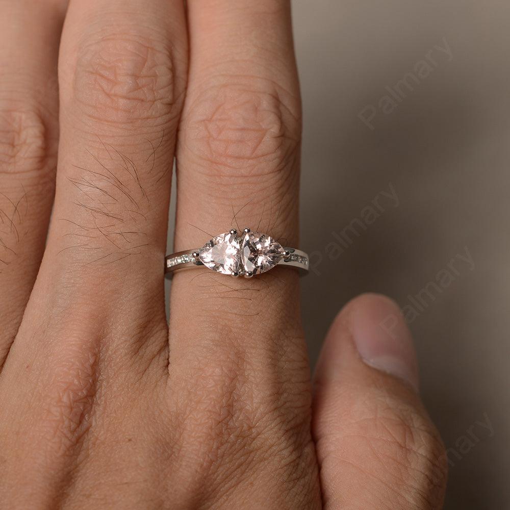Trillion Cut Two Stone Morganite Ring Sterling Silver - Palmary