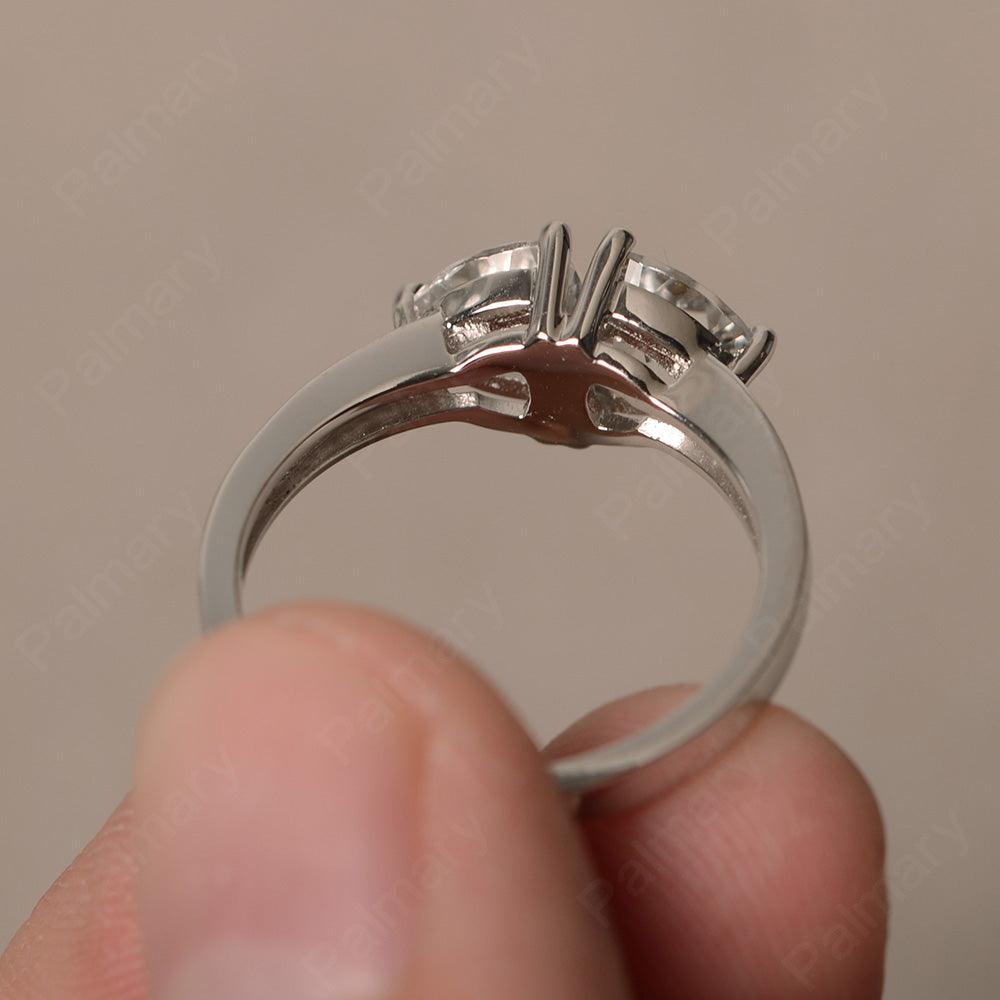 Trillion Cut Two Stone White Topaz Ring Sterling Silver - Palmary