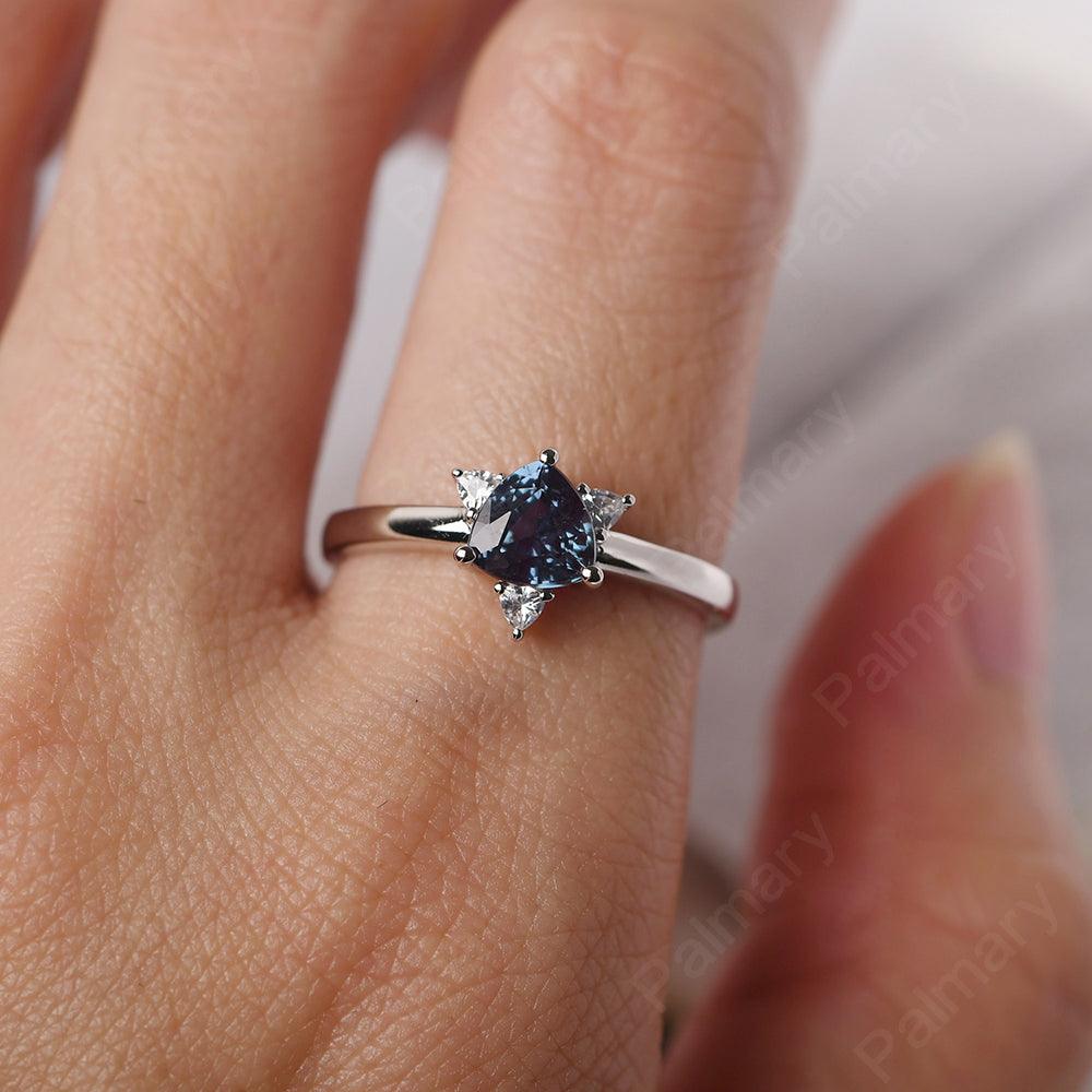 Trillion Cut Alexandrite Wedding Ring - Palmary