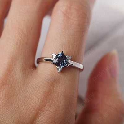 Trillion Cut Alexandrite Wedding Ring - Palmary