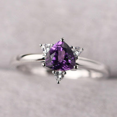 Trillion Cut Amethyst Wedding Ring - Palmary