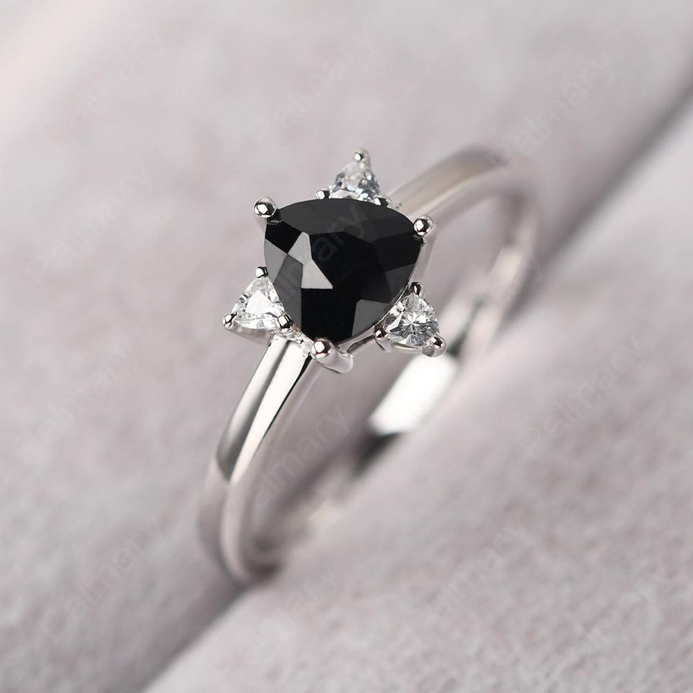 Trillion Cut Black Spinel Wedding Ring - Palmary