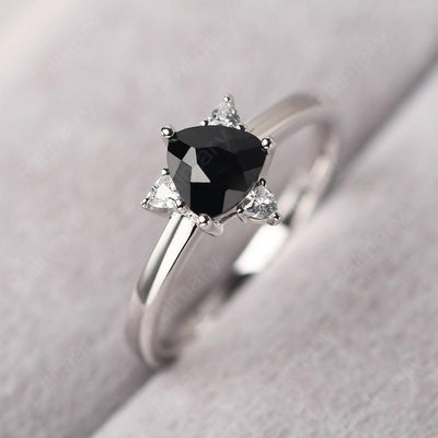 Trillion Cut Black Spinel Wedding Ring - Palmary