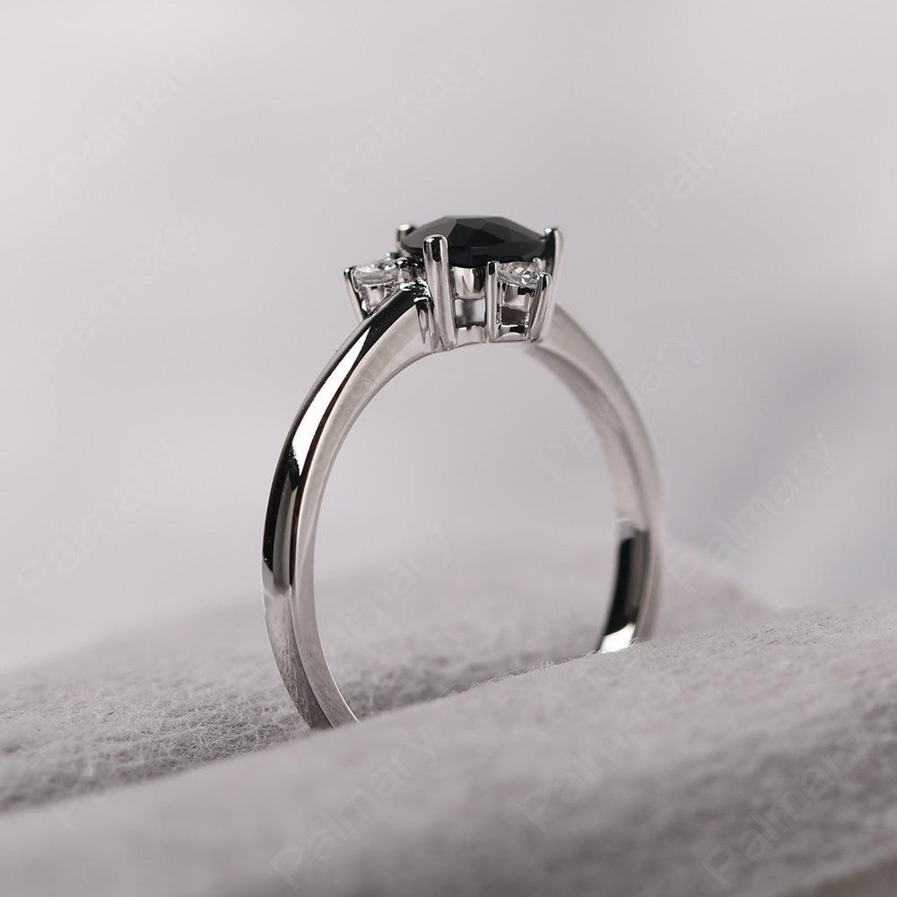 Trillion Cut Black Spinel Wedding Ring - Palmary
