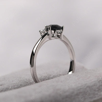 Trillion Cut Black Spinel Wedding Ring - Palmary